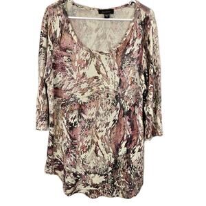 Karen Kane Lightweight Sweater Long Sleeves Stretch Art To Wear Boho Abstract 1X